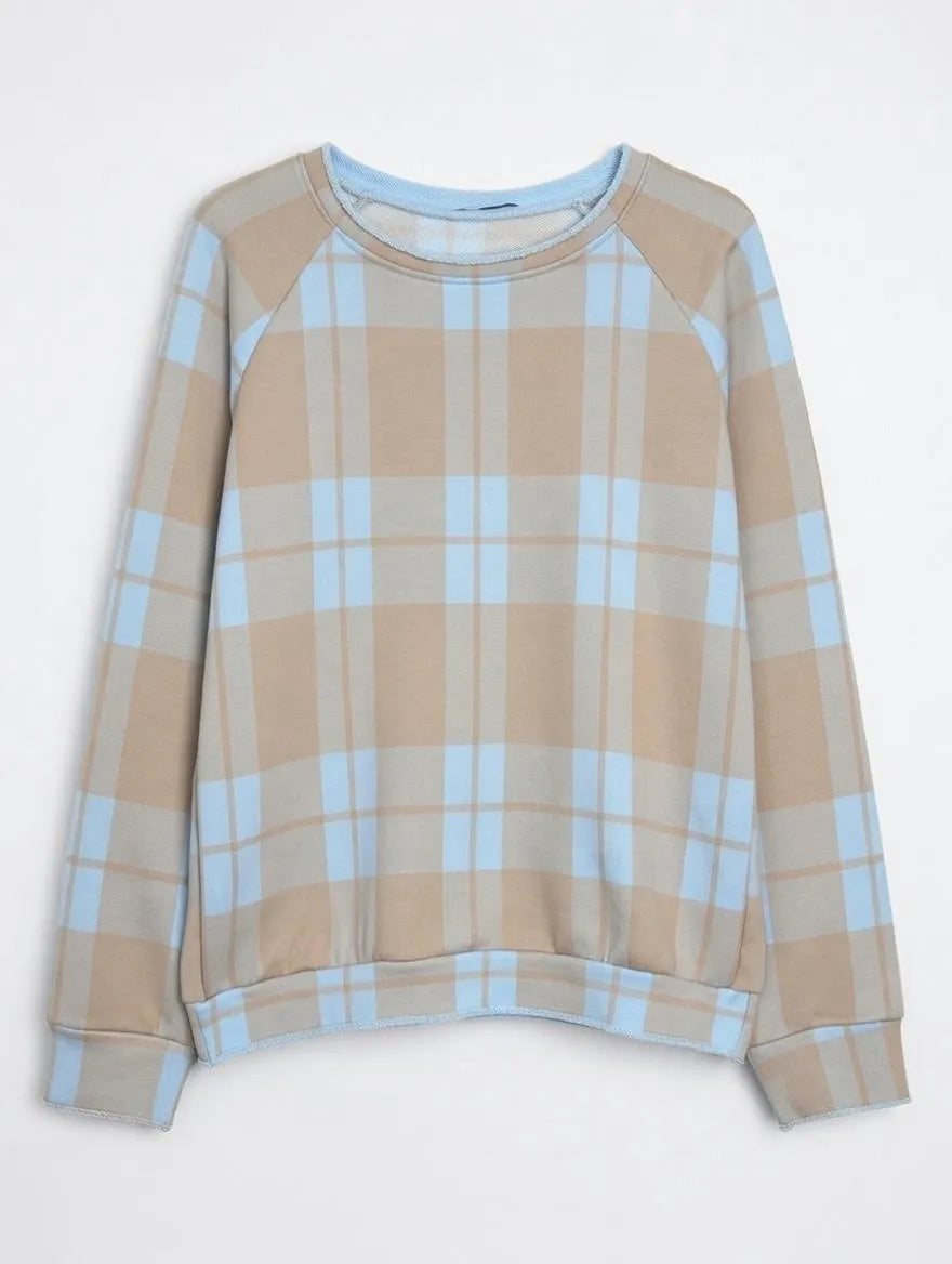 Sudadera Cuadros Celeste