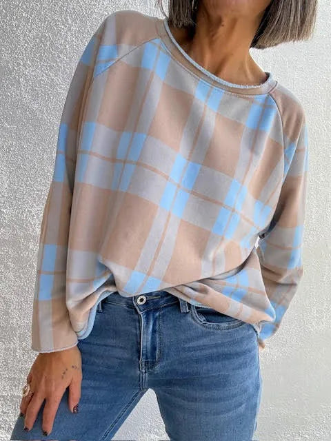 Sudadera Cuadros Celeste