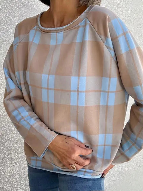 Sudadera Cuadros Celeste