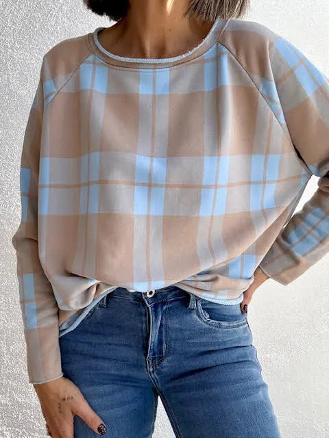 Sudadera Cuadros Celeste