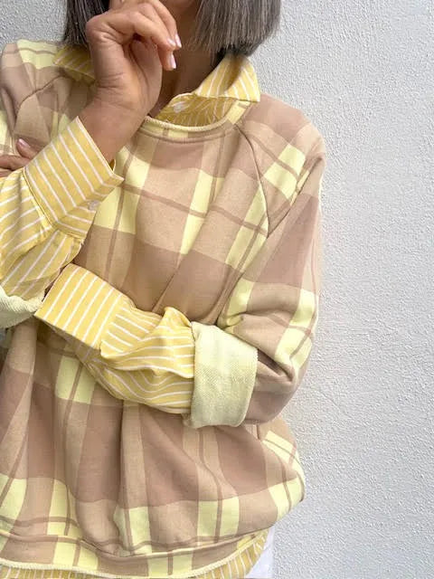 Sudadera Cuadros Amarillo