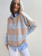 Sudadera Cuadros Celeste