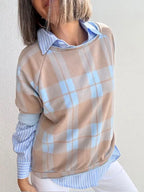 Sudadera Cuadros Celeste