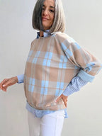 Sudadera Cuadros Celeste