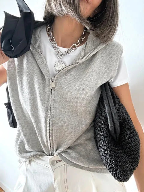 Chaleco Capucha Gris