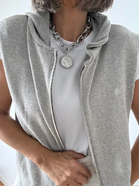 Chaleco Capucha Gris