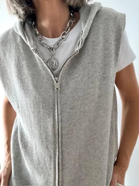Chaleco Capucha Gris