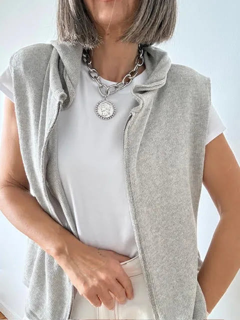 Chaleco Capucha Gris