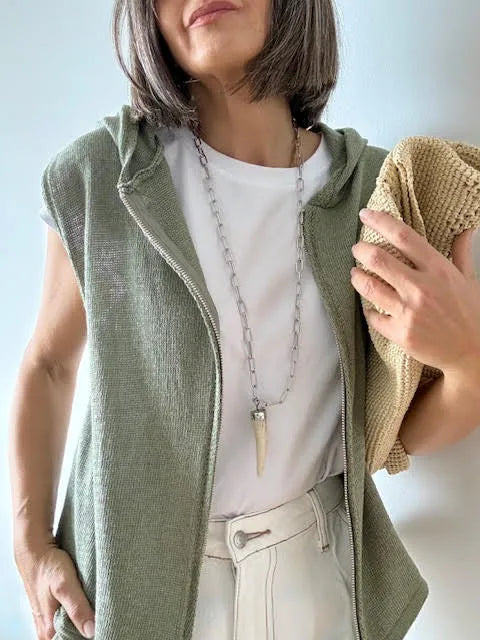 Chaleco Capucha Beige