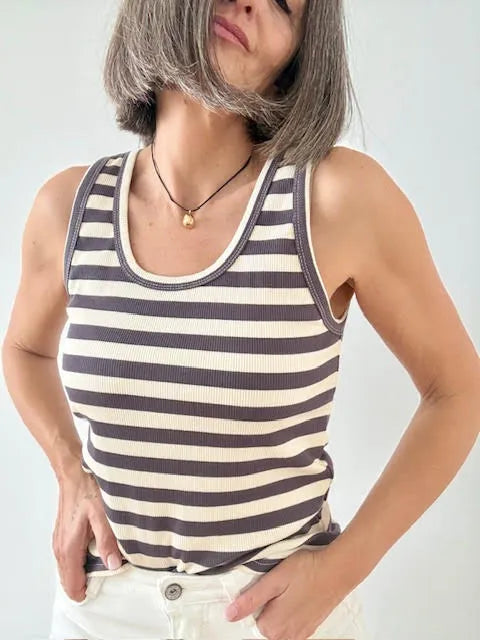 Top Camiseta Rayas Gris