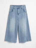 Pantalón Denim Culotte de Tiro Alto