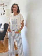 Pantalón Rayas Celeste