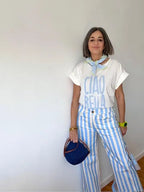 Pantalón Rayas Celeste