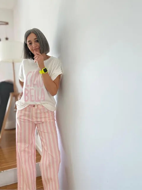 Pantalón Rayas Rosa