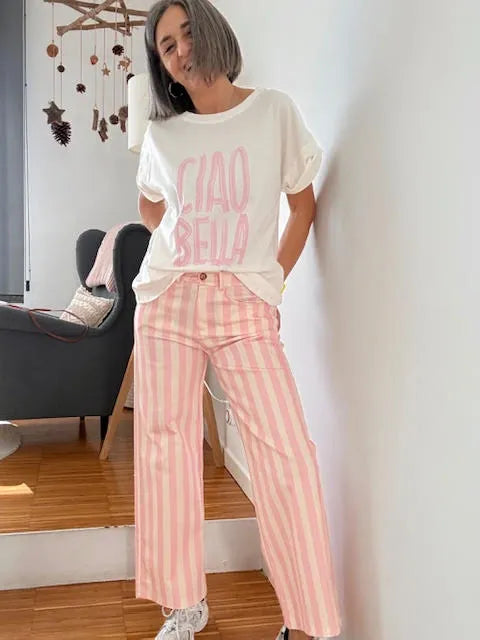 Pantalón Rayas Rosa