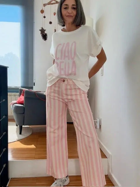 Pantalón Rayas Rosa