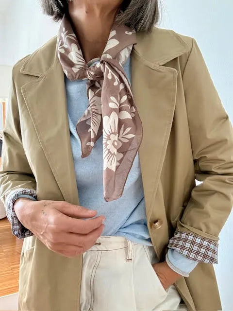 Gabardina Camel con Forro de Cuadros