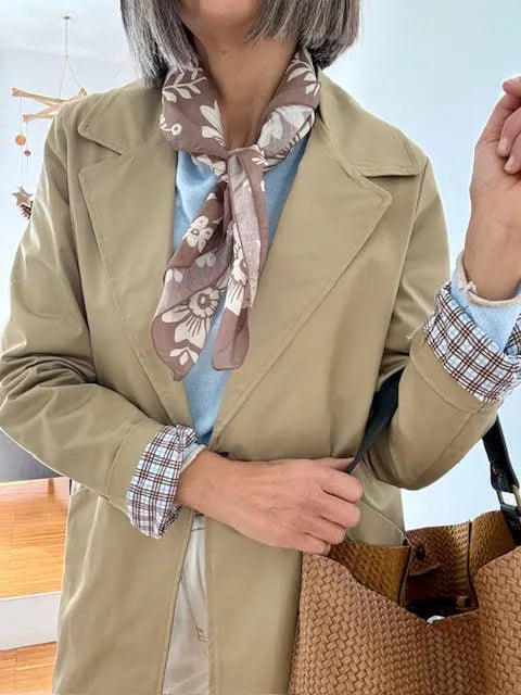Gabardina Camel con Forro de Cuadros