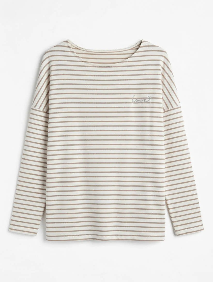 Camiseta Raya Camel Manga Larga