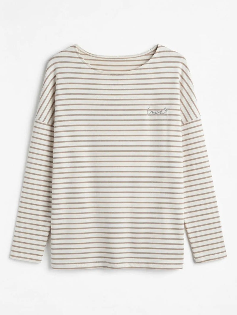 Camiseta Raya Camel Manga Larga