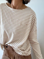 Camiseta Raya Camel Manga Larga