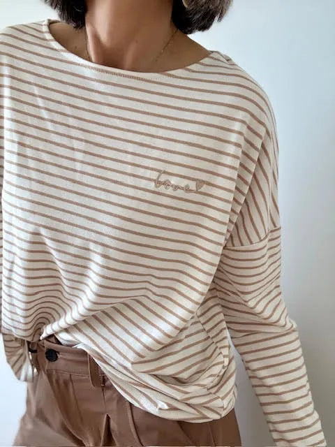 Camiseta Raya Camel Manga Larga