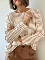 Camiseta Raya Camel Manga Larga