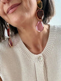 Pendientes Largos Tres Piedras Facetadas