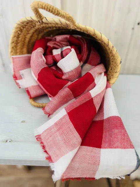 Fular Maxi Cuadros Rojos