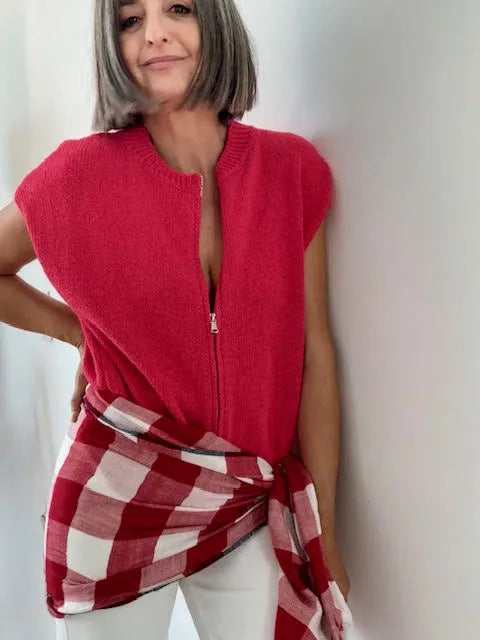 Fular Maxi Cuadros Rojos