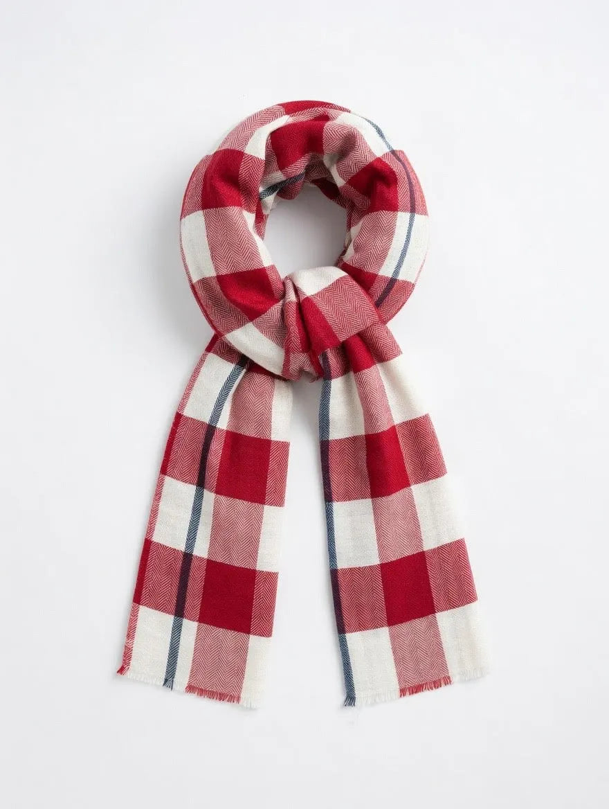 Fular Maxi Cuadros Rojos