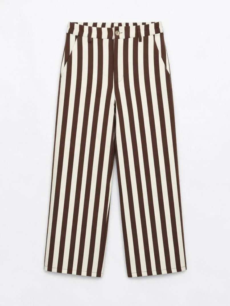 Pantalón Rayas Beige/Choco