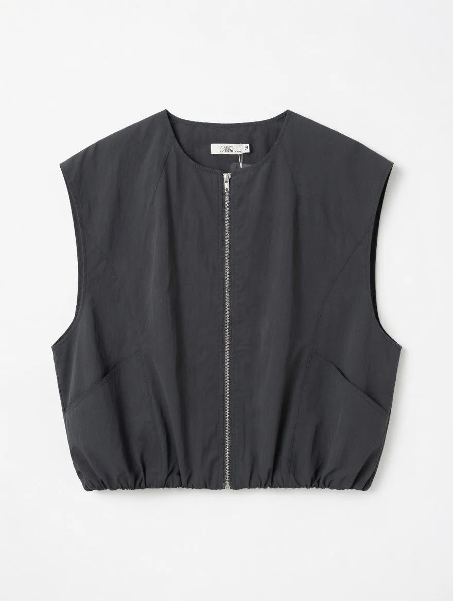 Chaleco Chaqueta Forrado con Cremallera Negro