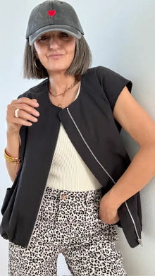 Chaleco Chaqueta Forrado con Cremallera Negro