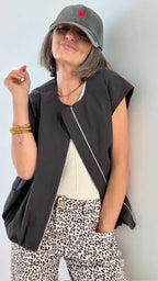 Chaleco Chaqueta Forrado con Cremallera Negro