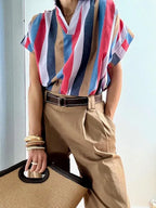Blusa Rayas Multicolor con Cuello