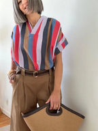 Blusa Rayas Multicolor con Cuello