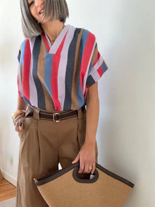Blusa Rayas Multicolor con Cuello