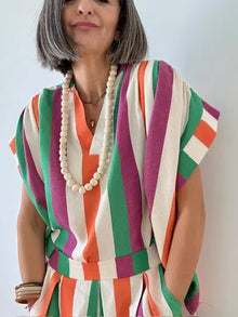 Blusa Rayas Multicolor 002 con Cuello