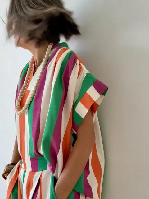 Blusa Rayas Multicolor 002 con Cuello