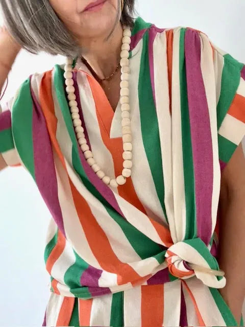Blusa Rayas Multicolor 002 con Cuello