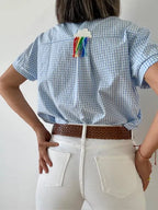 Blusa Arcoiris Amarillos Celeste
