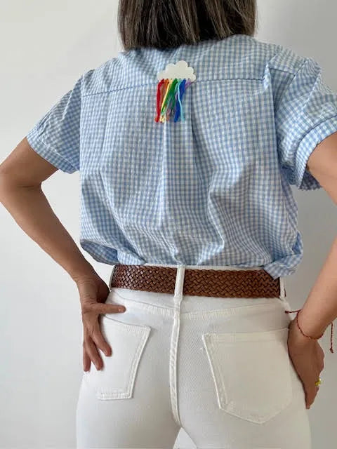 Blusa Arcoiris Amarillos Celeste