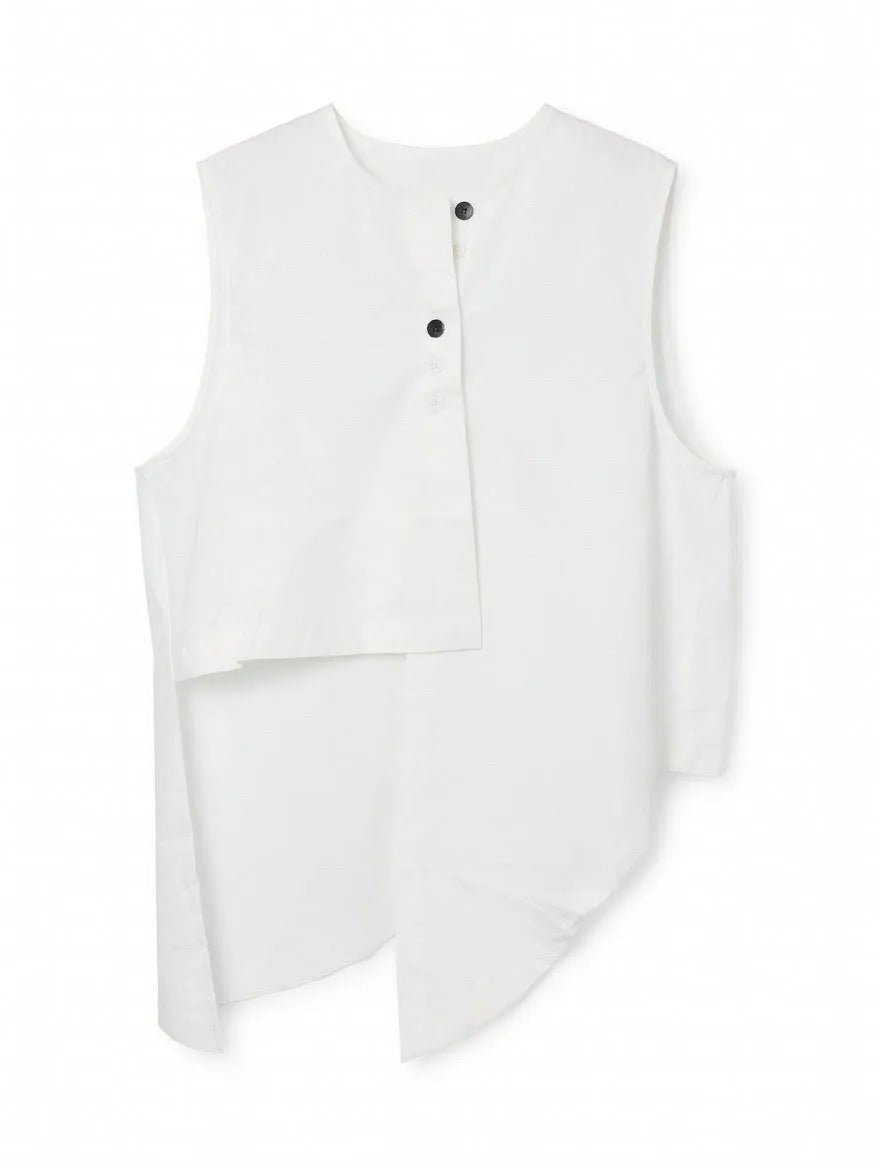 Camisa Sin Mangas Asimétrica Blanca