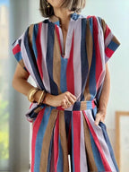 Blusa Rayas Multicolor con Cuello