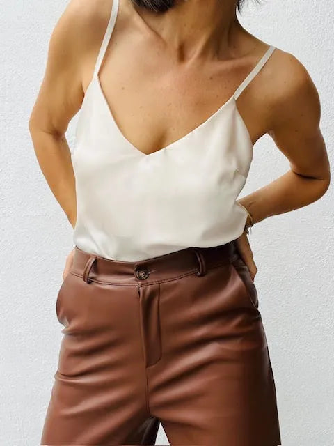 Top Satinado Vainilla
