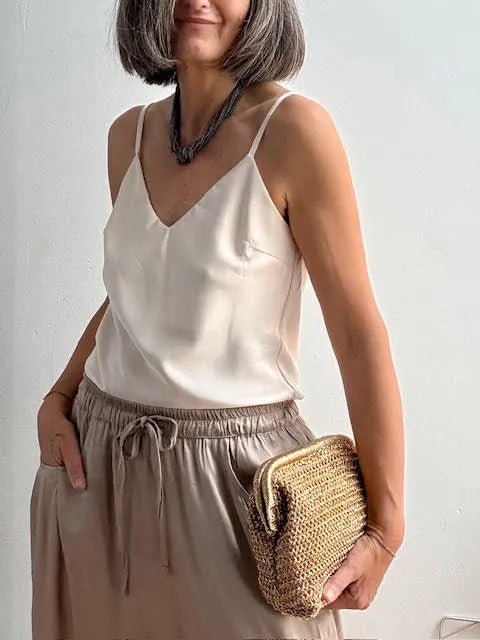 Top Satinado Vainilla
