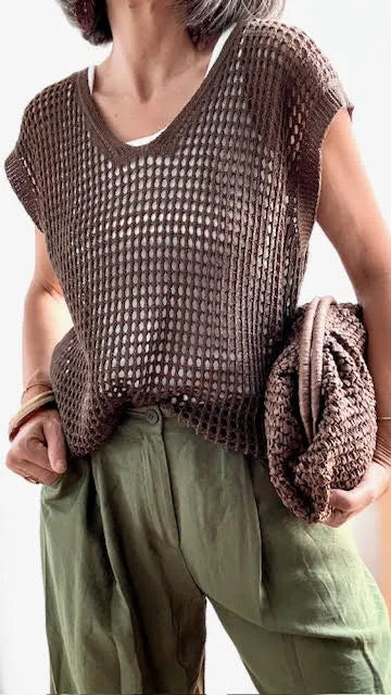 Bolso Clutch Rafia Marrón