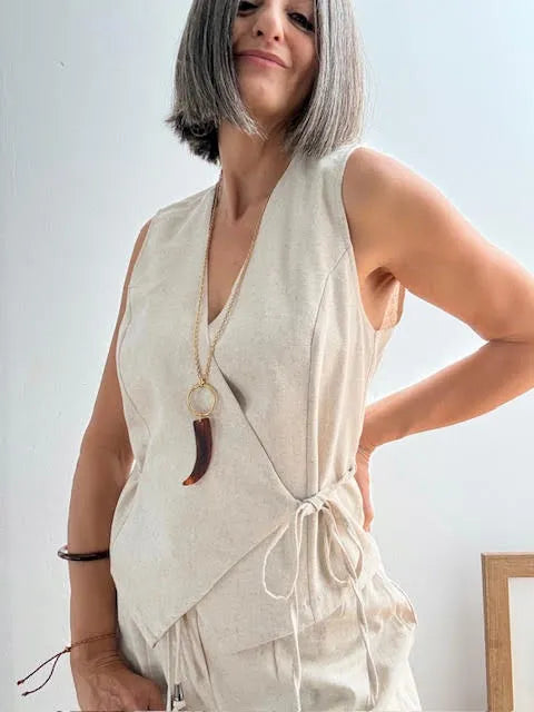 Chaleco Lino Cruzado Ribera