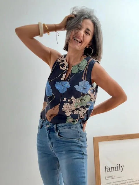 Top Sin Mangas Floral